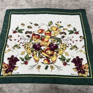 Floral Fruit Print Scarf - Green and White